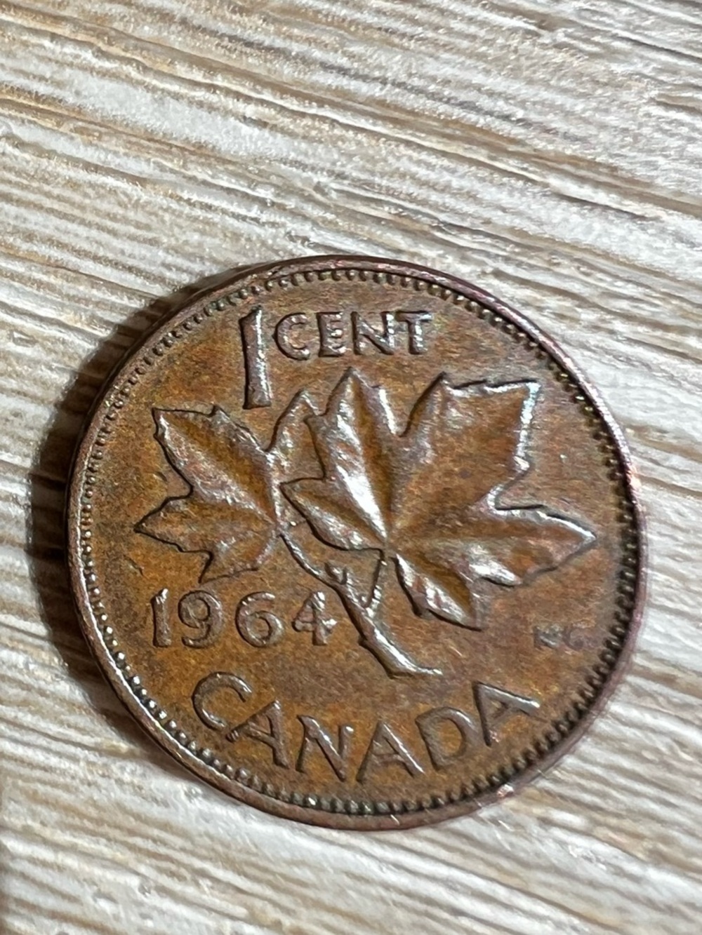 1964 Canada One Cent Coin - Copper Tone